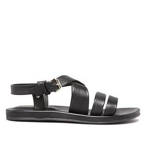 Emozioni Women's W1325 Flat Gladiator Sandals buttery soft black leather sz 9.5